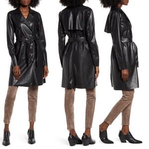 Blank NYC Faux Leather Trench Coat Medium Soft
